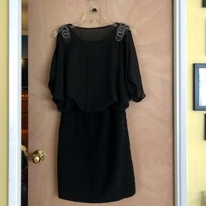 Cold shoulder black special occasion dress